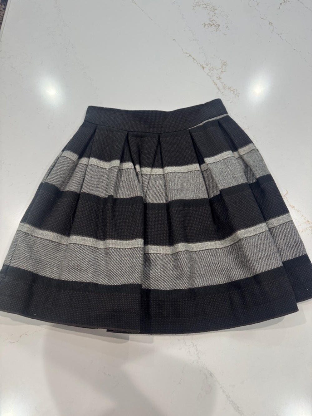 BCBGeneration Black & Gray Striped Pleated  Skirt with Pockets
